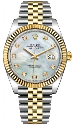 Rolex Datejust 41mm Steel and Yellow Gold 126333 White MOP Diamond Jubilee